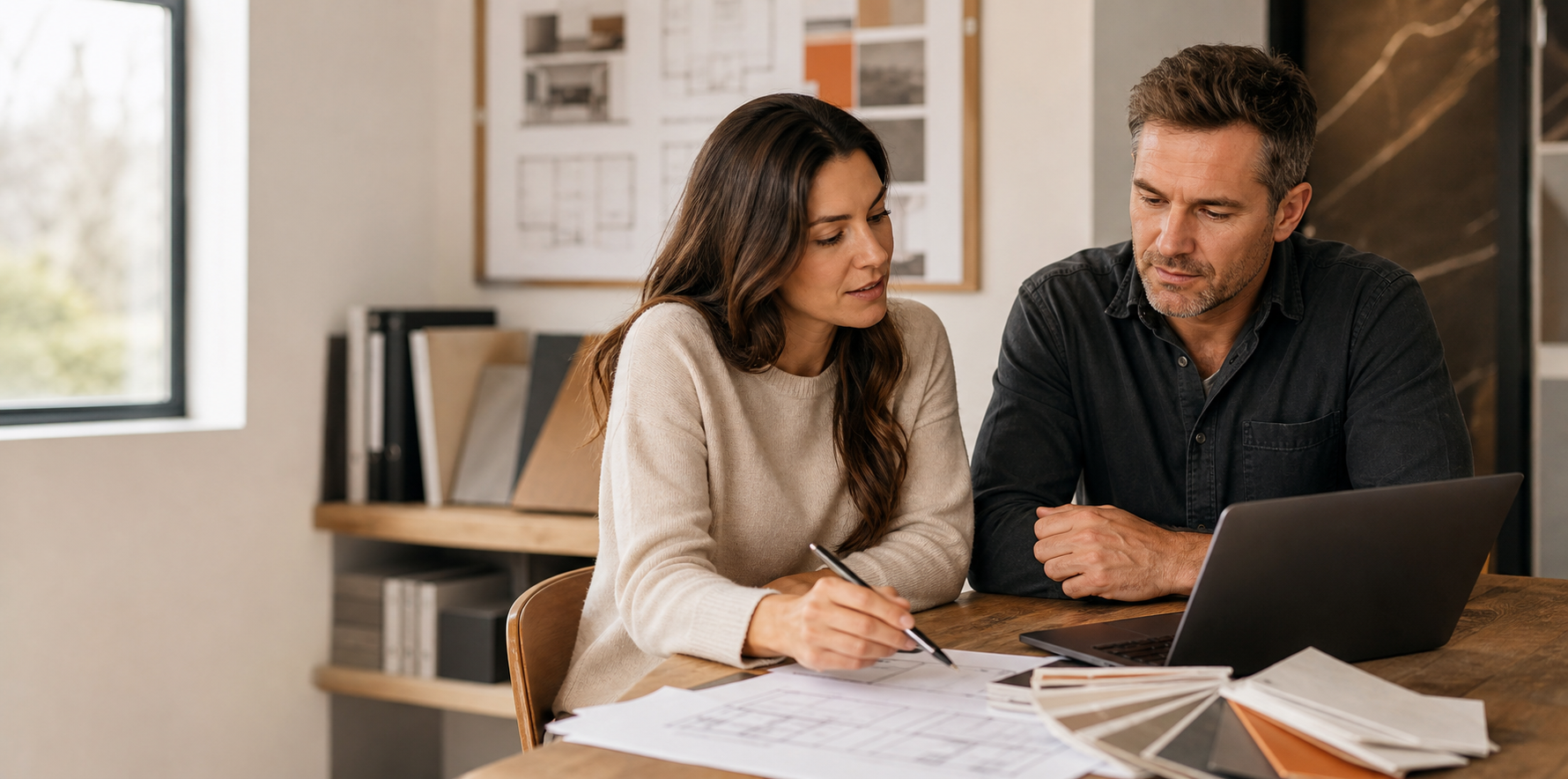 Contractor and website strategist planning a clear customer journey